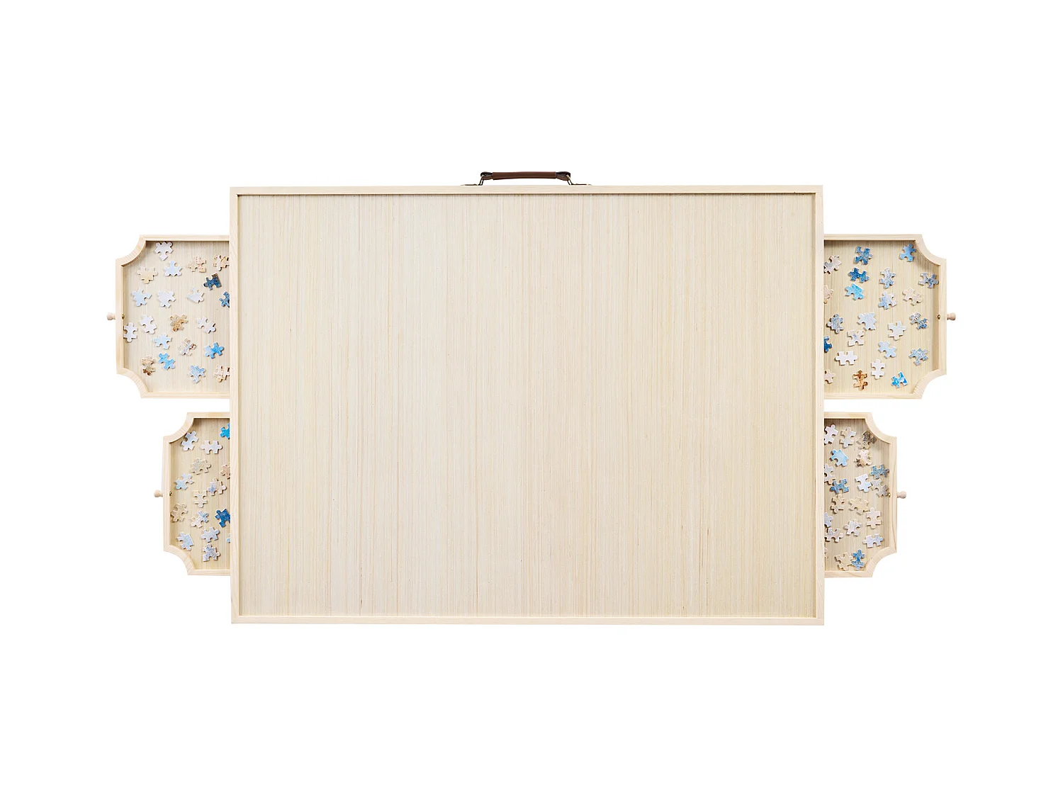 Table de Puzzle SucceBuy 1500 Pièces, Planche de Puzzle 86,5 x 63,5 cm, avec Pieds Pliables, 4 Tiroirs et Couverture, Plateau Casse-Tête Portable en Bois