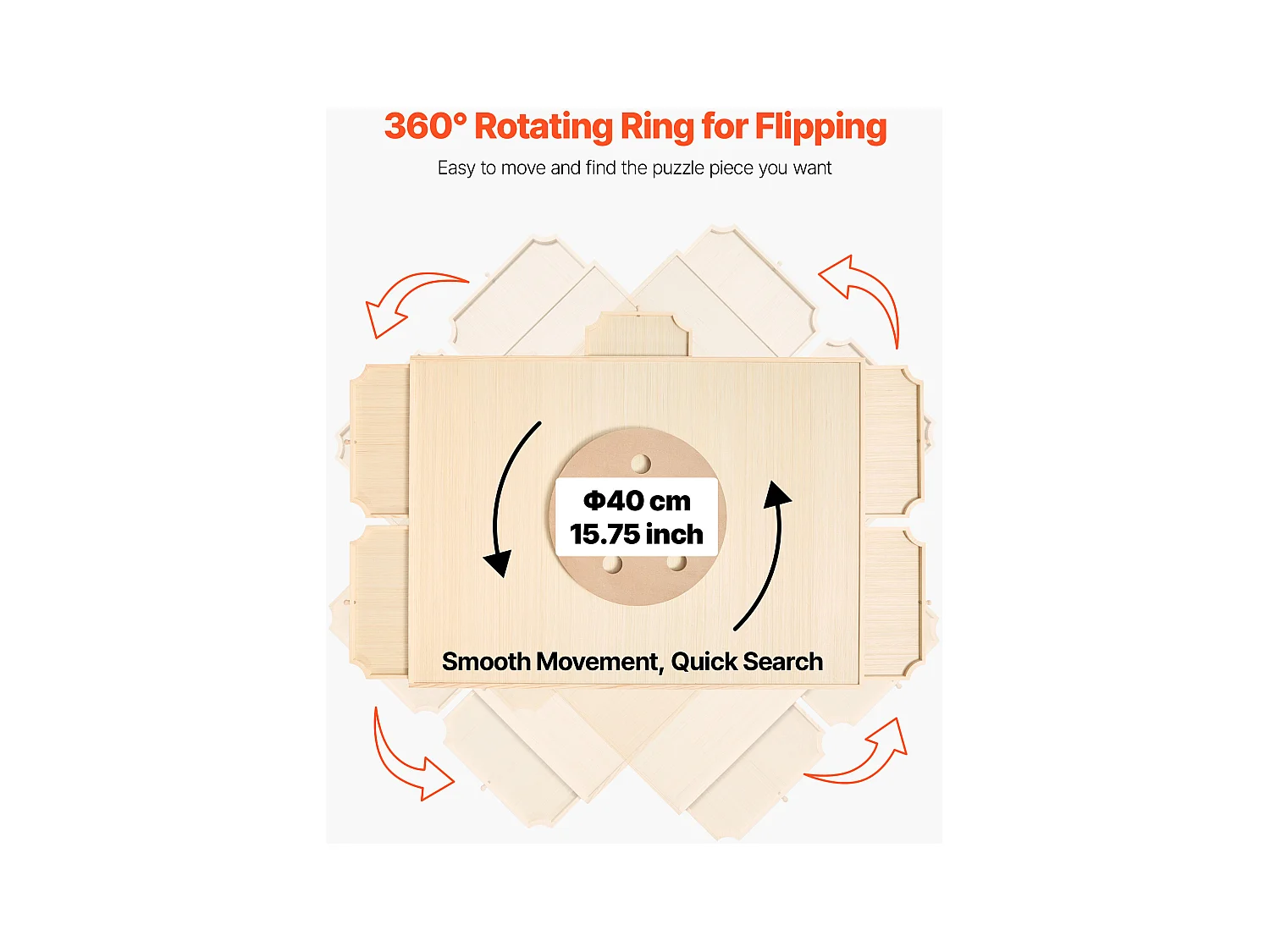 Planche de Puzzle SucceBuy 2000 Pièces, Table de Puzzle en Bois 102x74.5 cm, Plateau Casse-Tête Rotatif à 360° et Portable, avec 5 Tiroirs et Couverture Utile