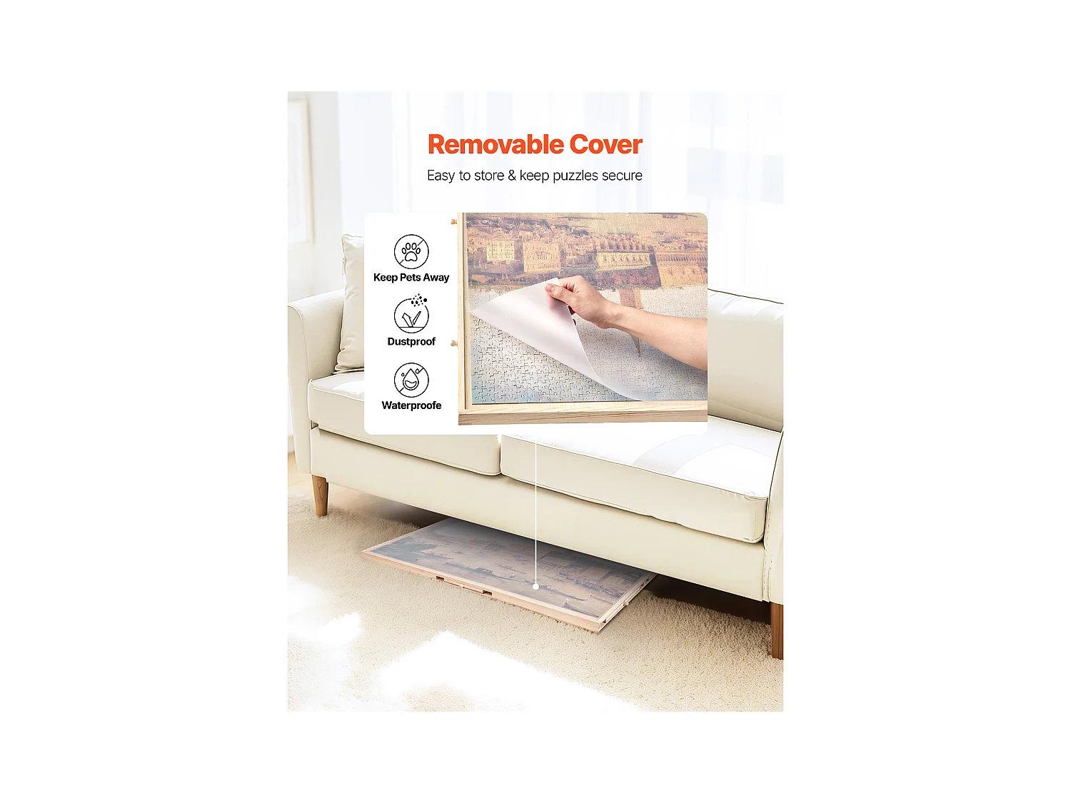 Planche de Puzzle SucceBuy 2000 Pièces, Table de Puzzle en Bois 102x74.5 cm, Plateau Casse-Tête Rotatif à 360° et Portable, avec 5 Tiroirs et Couverture Utile