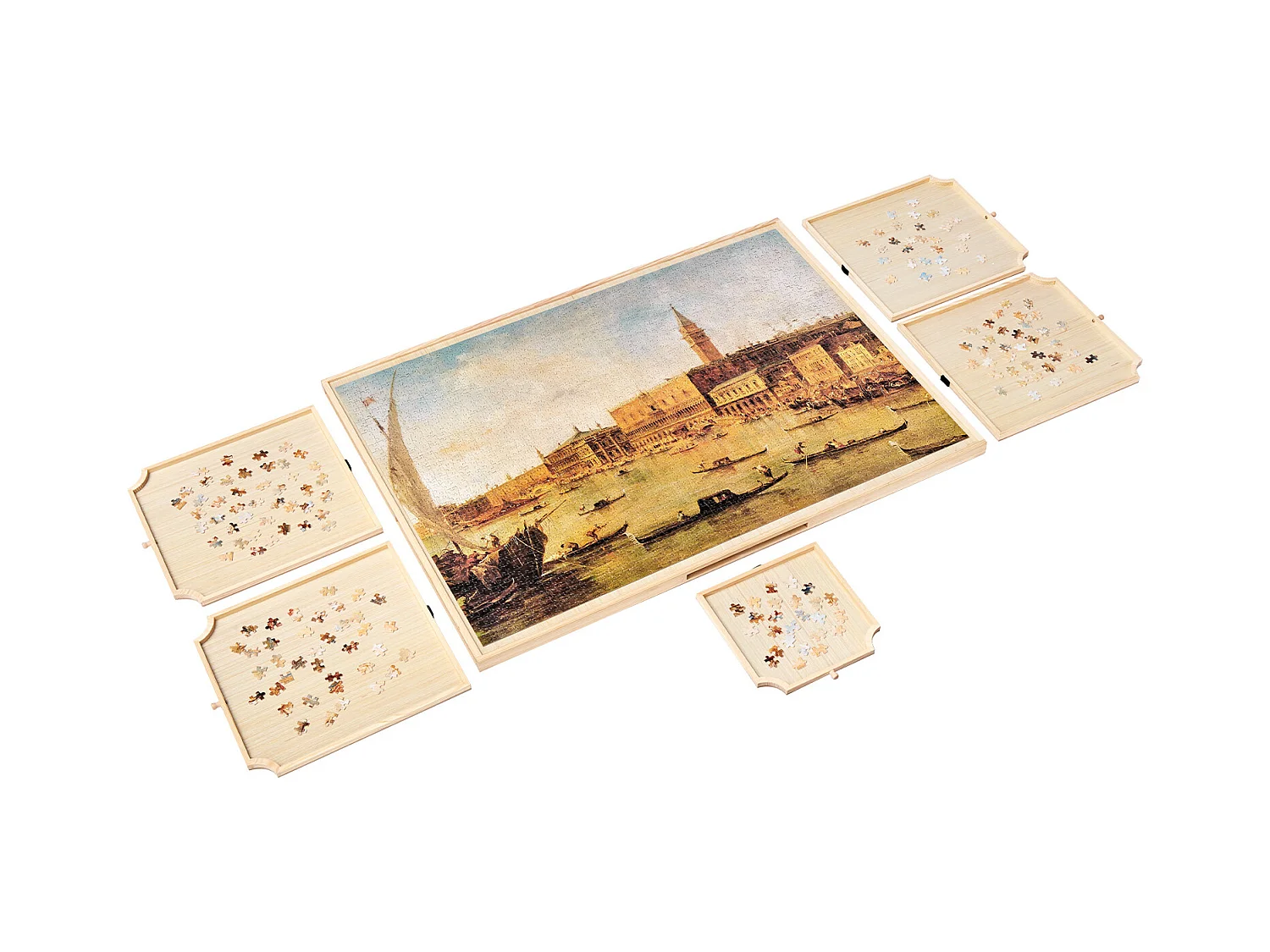 Planche de Puzzle SucceBuy 2000 Pièces, Table de Puzzle en Bois 102x74.5 cm, Plateau Casse-Tête Rotatif à 360° et Portable, avec 5 Tiroirs et Couverture Utile