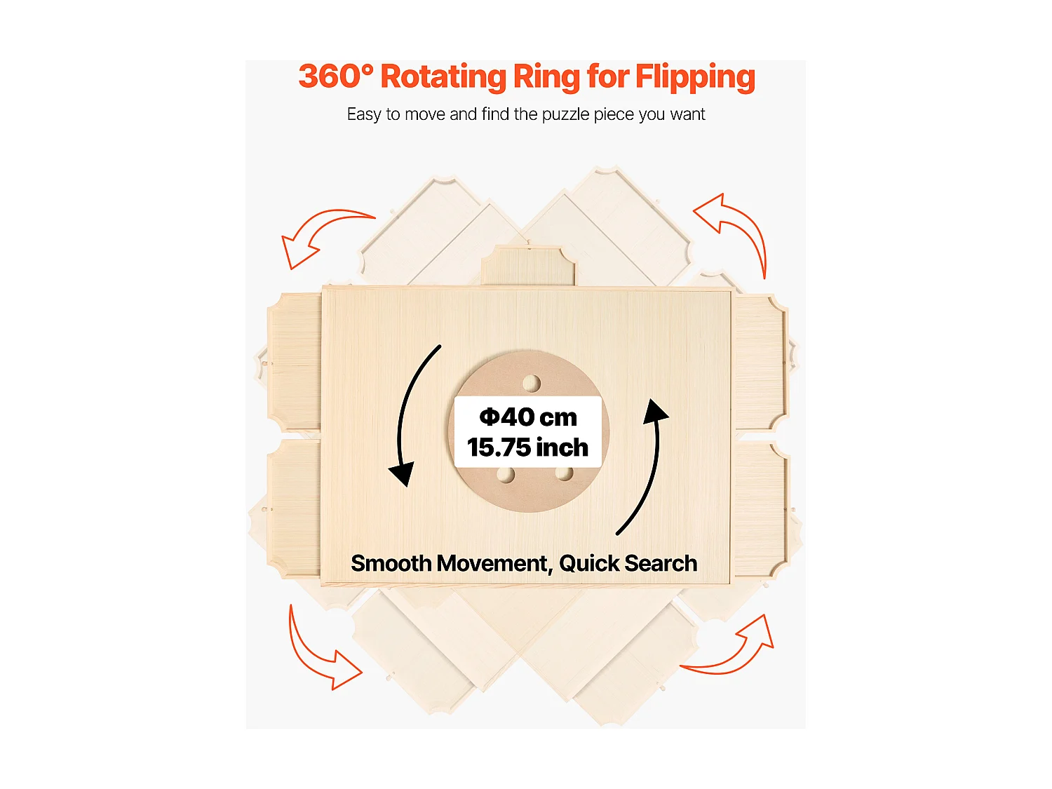 Planche de Puzzle SucceBuy 2000 Pièces, Table de Puzzle en Bois 102x74.5 cm, Plateau Casse-Tête Rotatif à 360° et Portable, avec 5 Tiroirs et Couverture Utile