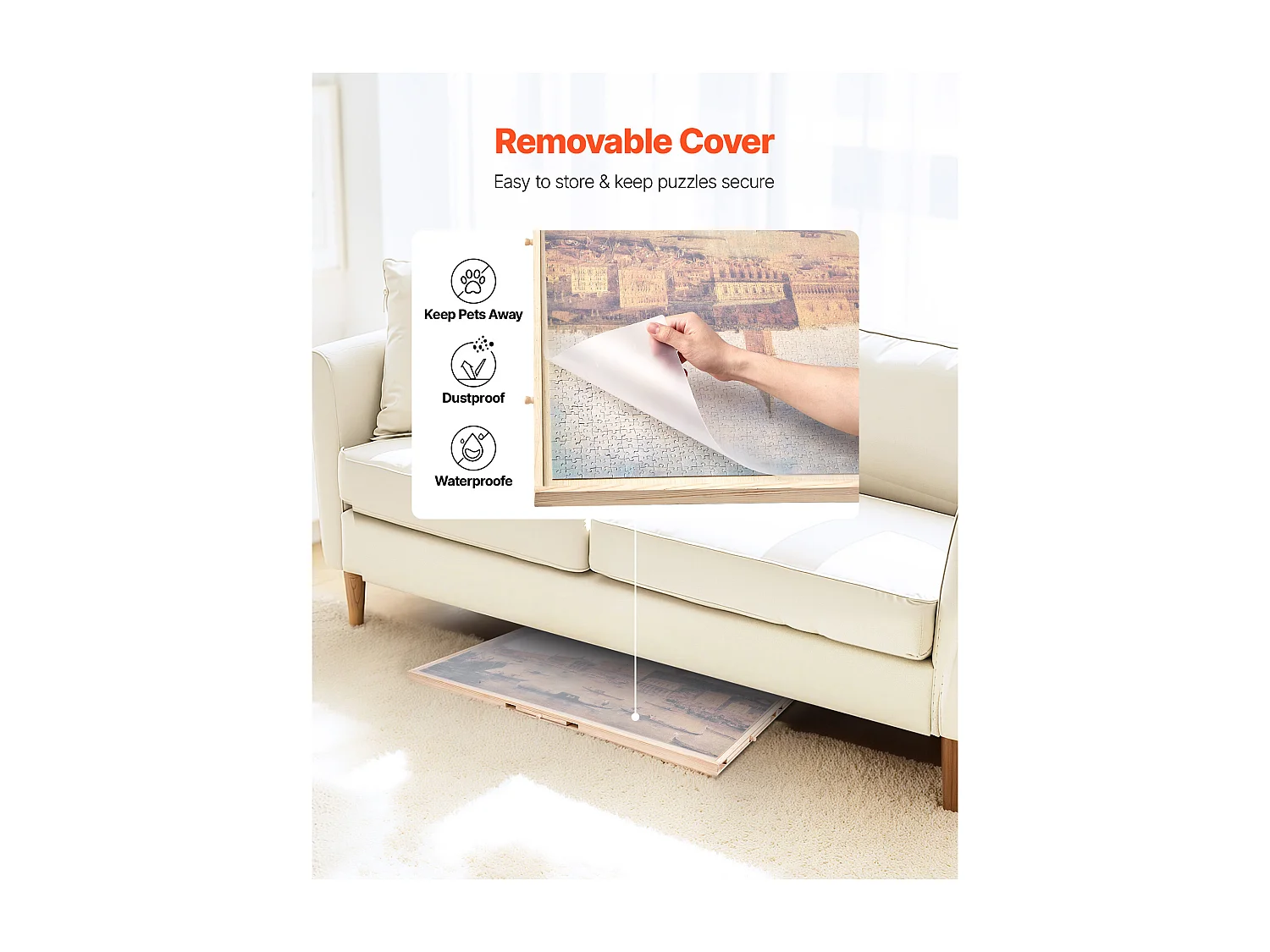 Planche de Puzzle SucceBuy 2000 Pièces, Table de Puzzle en Bois 102x74.5 cm, Plateau Casse-Tête Rotatif à 360° et Portable, avec 5 Tiroirs et Couverture Utile