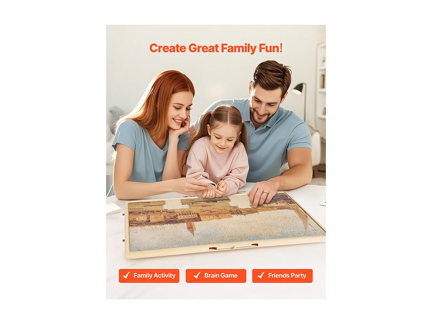 Tavola Puzzle SucceBuy 2000 Pezzi, Tavolo Puzzle in Legno 102x74.5 cm, Piattaforma Rompicapo Rotante a 360° e Portatile, con 5 Cassetti e Copertura Utile