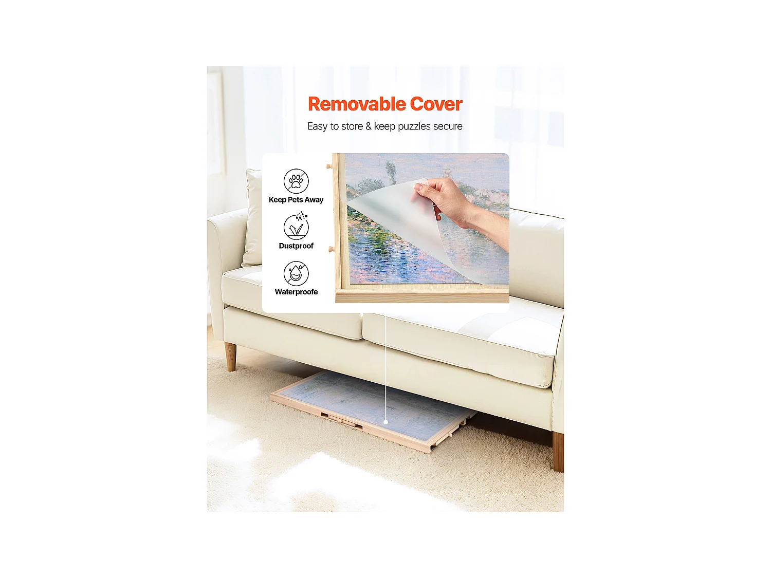 Planche de Puzzle SucceBuy 1000 Pièces, Table de Puzzle en Bois 73.6 x 53.5 cm, Plateau Casse-tête Rotatif à 360° et Portable, avec 5 Tiroirs et Couverture Utile