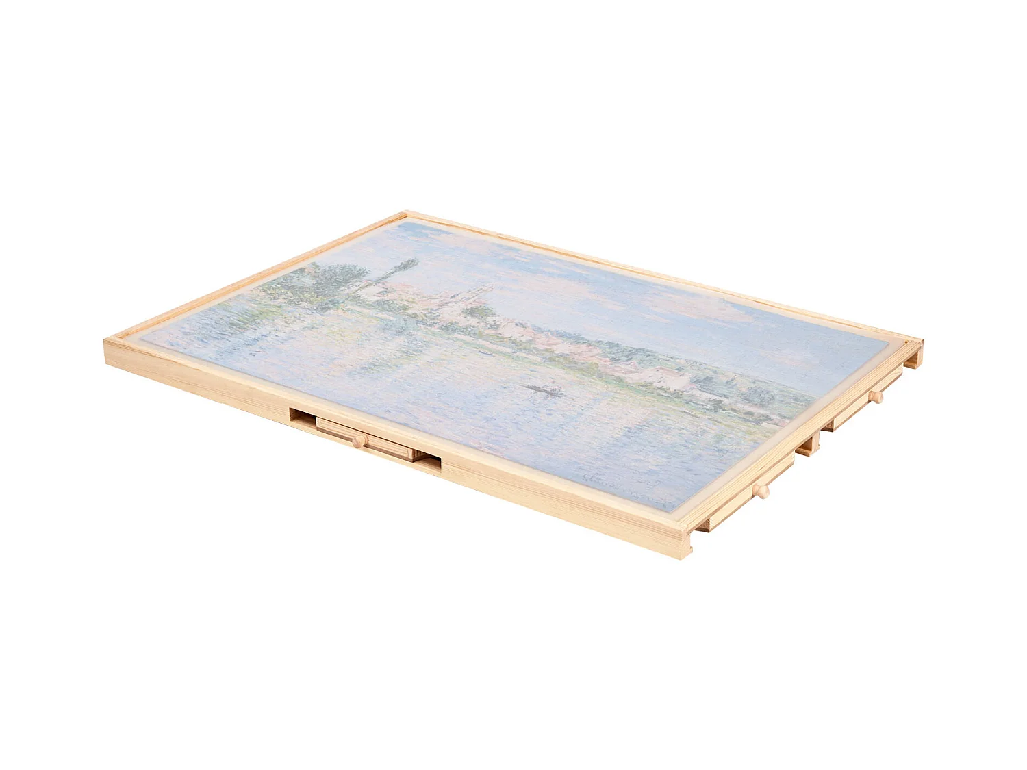 Planche de Puzzle SucceBuy 1000 Pièces, Table de Puzzle en Bois 73.6 x 53.5 cm, Plateau Casse-tête Rotatif à 360° et Portable, avec 5 Tiroirs et Couverture Utile