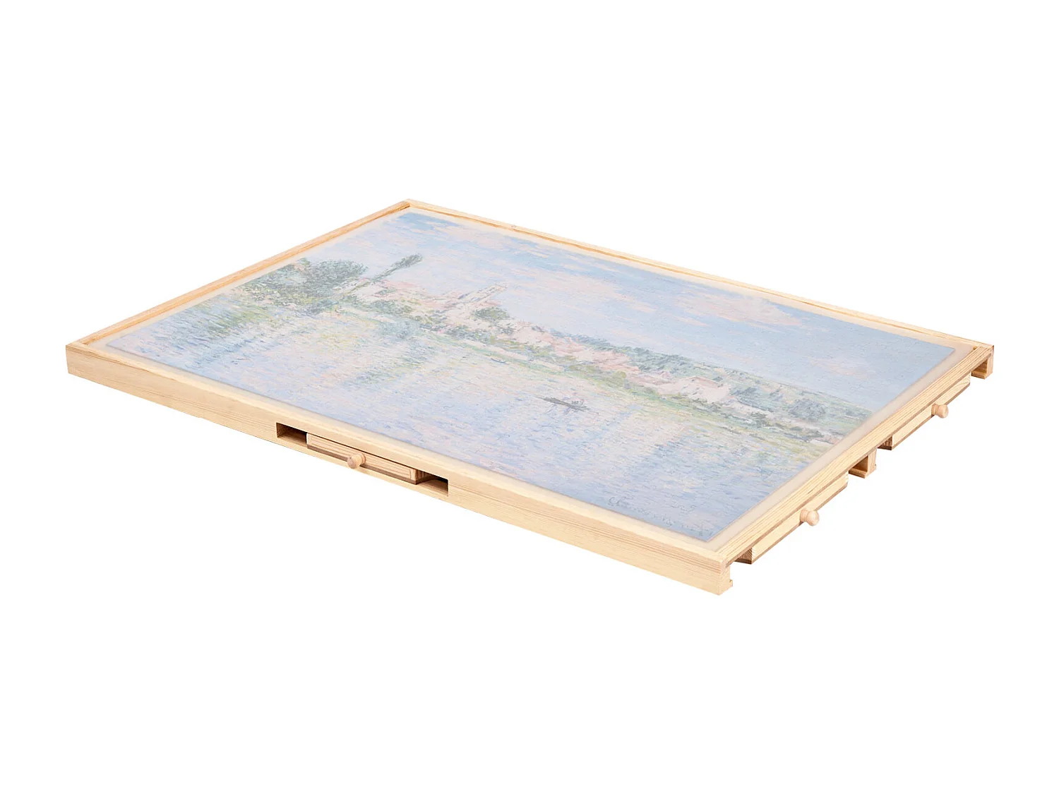 Planche de Puzzle SucceBuy 1000 Pièces, Table de Puzzle en Bois 73.6 x 53.5 cm, Plateau Casse-tête Rotatif à 360° et Portable, avec 5 Tiroirs et Couverture Utile