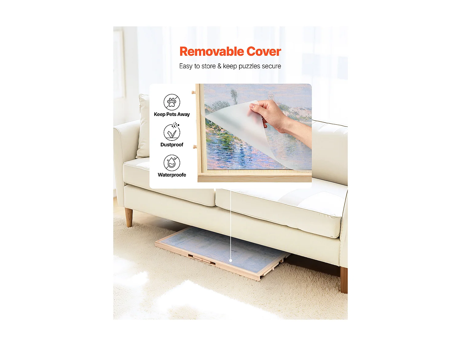 Planche de Puzzle SucceBuy 1000 Pièces, Table de Puzzle en Bois 73.6 x 53.5 cm, Plateau Casse-tête Rotatif à 360° et Portable, avec 5 Tiroirs et Couverture Utile