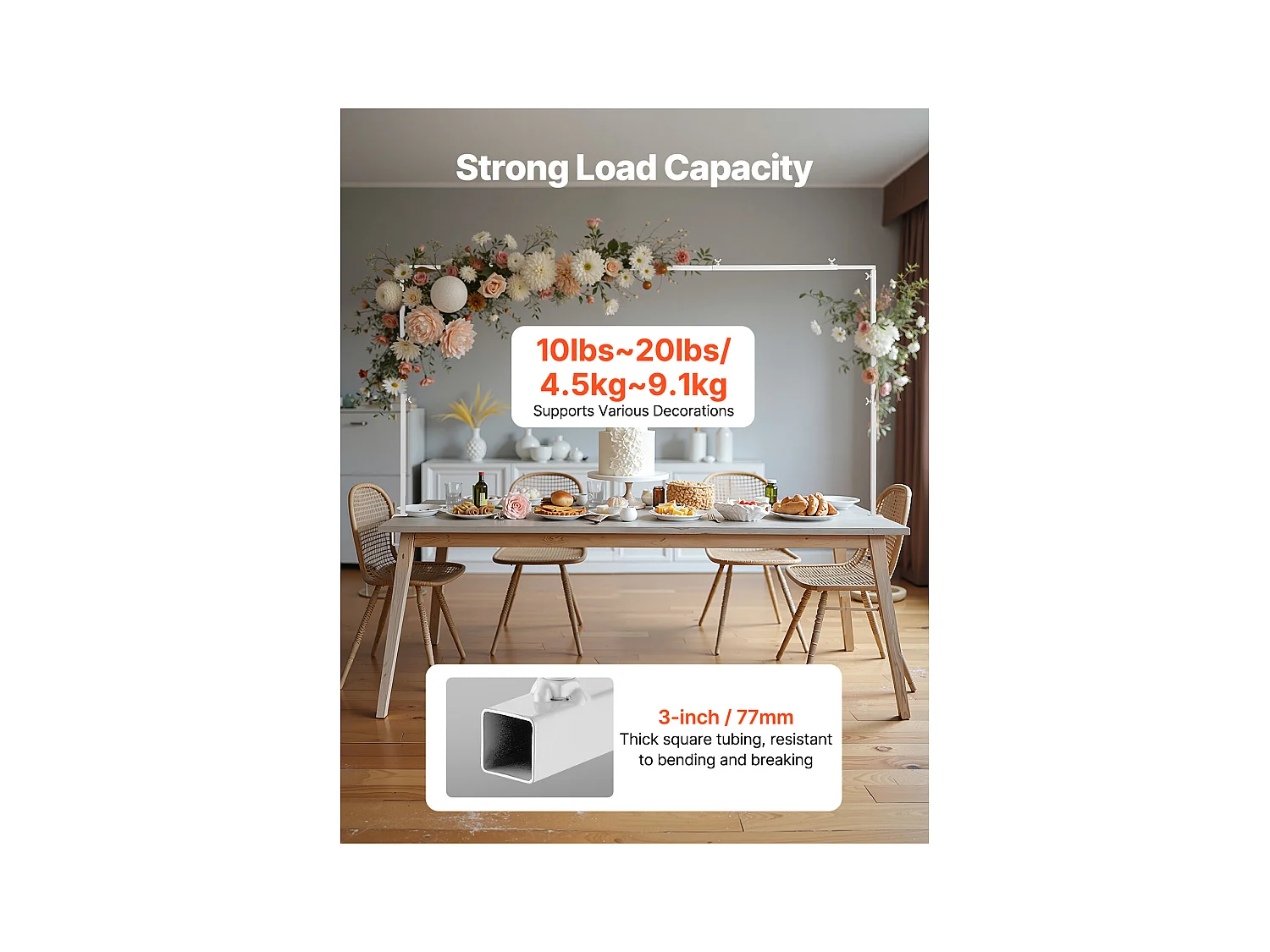 Support Tige de Table SucceBuy avec Pinces, Support Arche de Table, Hauteur Réglable 33-106.7 cm Longueur Réglable 71.1-249 cm, Cadre Arche Métal