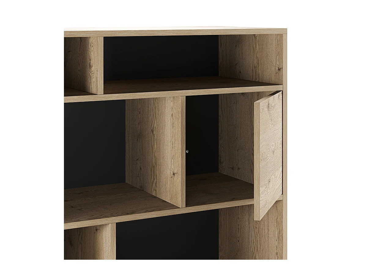 Bibliothèque, étagère aspect bois coloris chêne et pieds en métal noir - Longueur 90 x Profondeur 40 x Hauteur 170 cm
