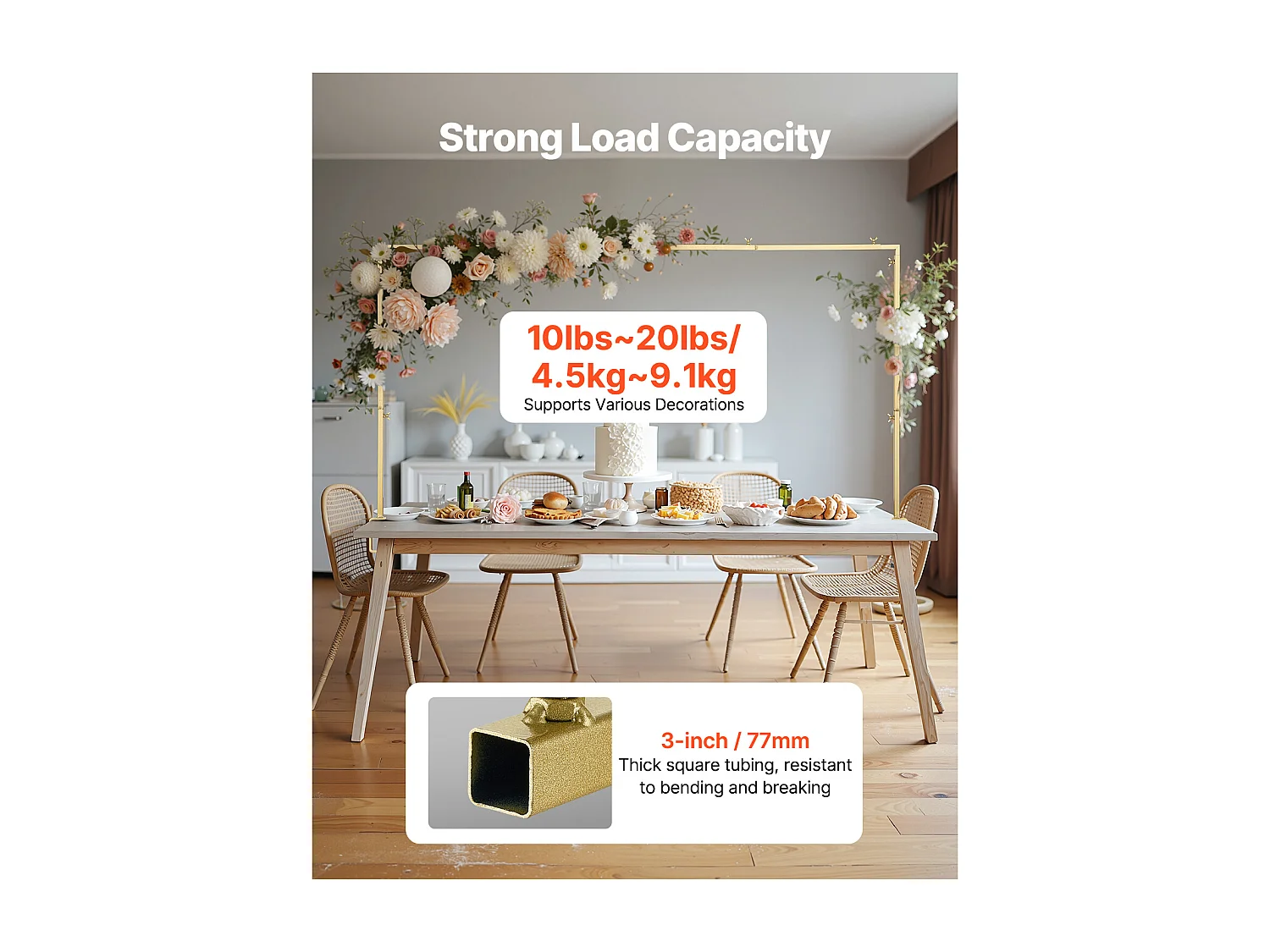 Support Tige de Table SucceBuy avec Pinces, Support Arche de Table, Hauteur Réglable 33-107 cm Longueur Réglable 71.12-249 cm, Cadre d'Arche Métal