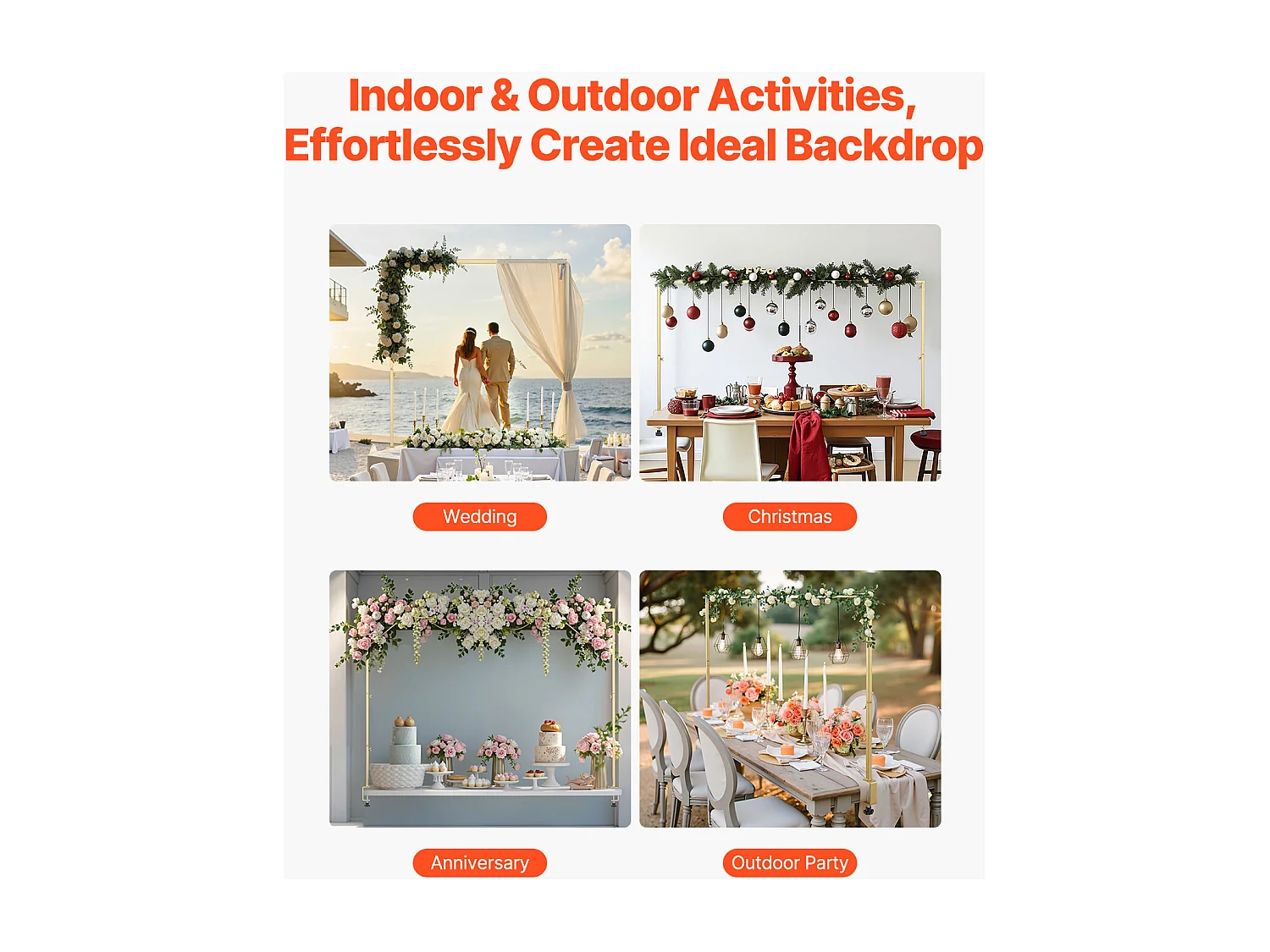 Support Tige de Table SucceBuy avec Pinces, Support Arche de Table, Hauteur Réglable 33-107 cm Longueur Réglable 71.12-249 cm, Cadre d'Arche Métal