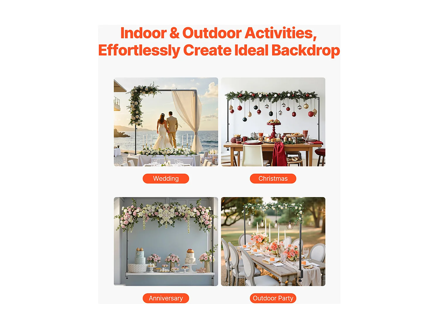 Wspornik Pręta Stołu SucceBuy z Zaciskami, Wspornik Łuku Stołu, Wysokość Regulowana 33-107 cm Długość Regulowana 71.1-249 cm, Metalowa Ramka Łuku