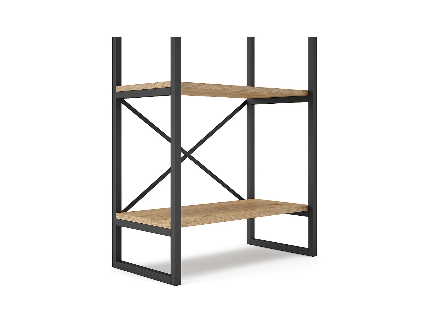 Etagère haute, meuble étagère aspect bois coloris naturel et métal noir - Longueur 58 x Profondeur 30 x Hauteur 175 cm
