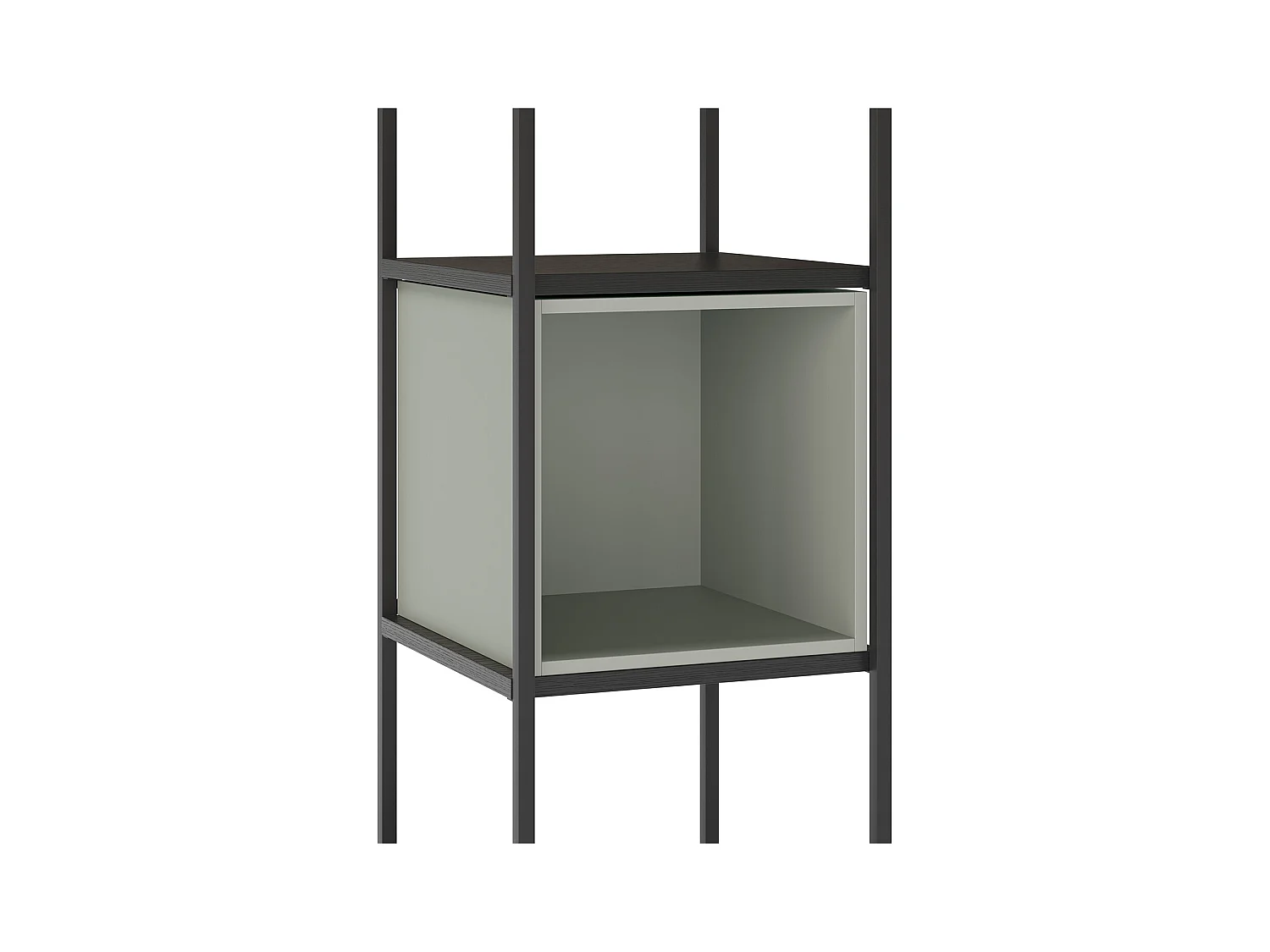 Bibliothèque, meuble étagère aspect bois coloris vert et métal noir - Longueur 36 x Profondeur 39 x Hauteur 179 cm