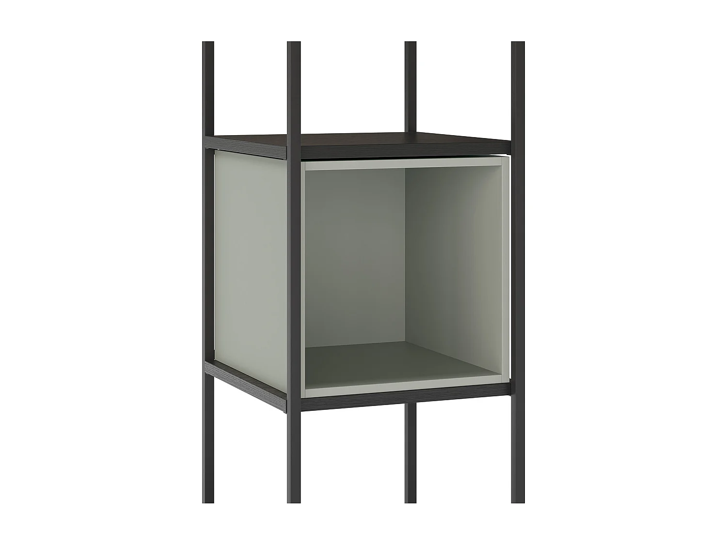 Bibliothèque, meuble étagère aspect bois coloris vert et métal noir - Longueur 36 x Profondeur 39 x Hauteur 179 cm