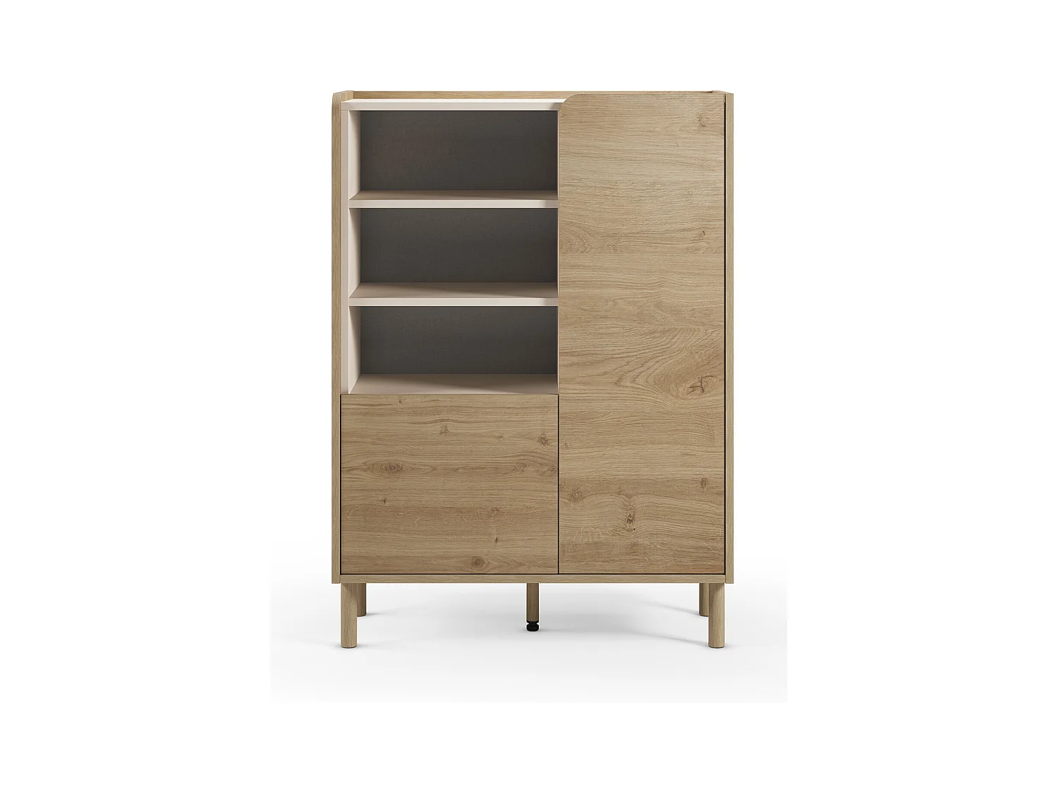 Buffet, meuble de rangement avec 2 portes aspect bois coloris chêne - Longueur 90 x Profondeur 40 x Hauteur 125 cm