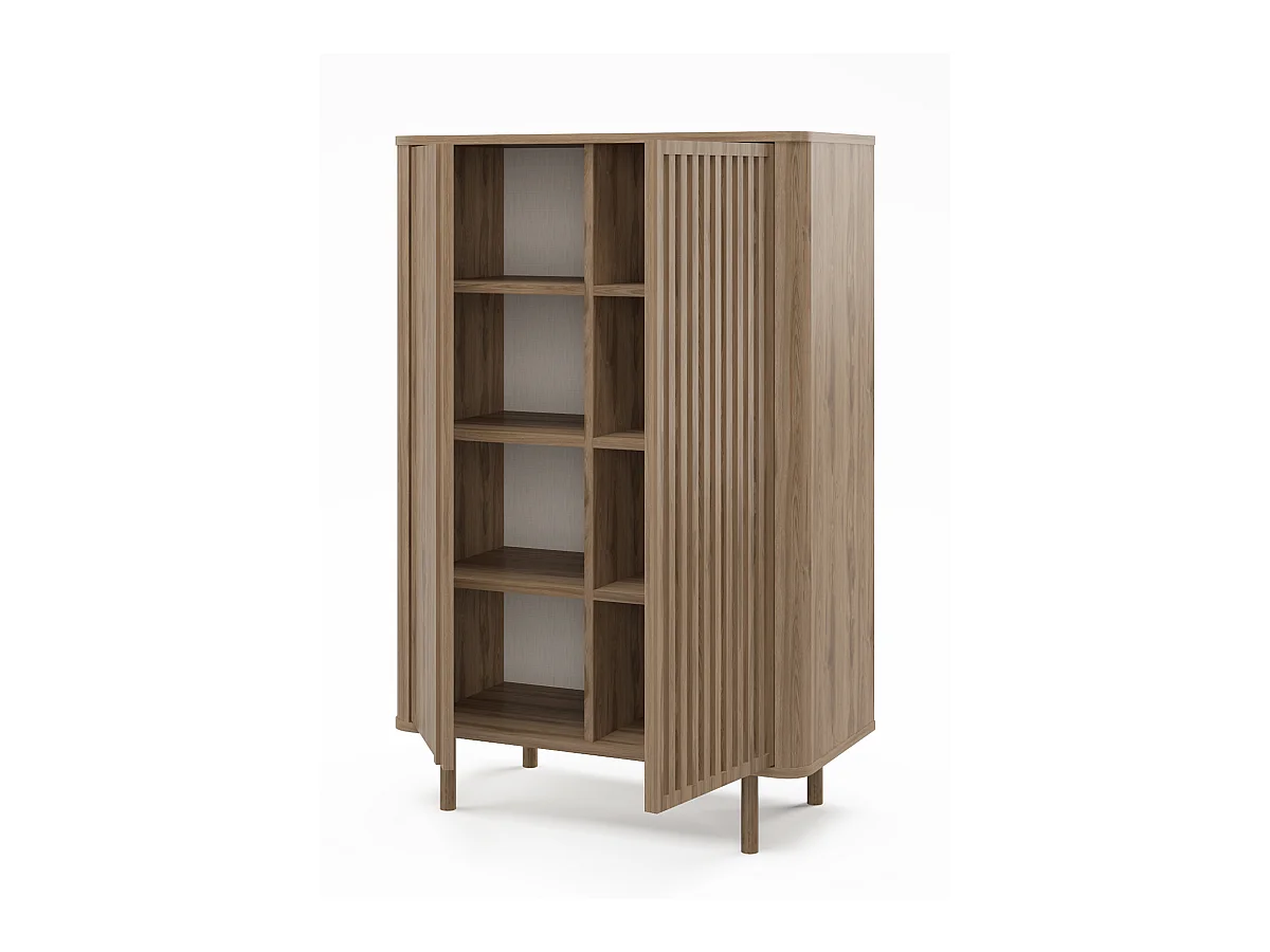 Buffet, meuble de rangement avec 2 portes aspect bois coloris chêne - Longueur 86 x Profondeur 40 x Hauteur 130,40 cm