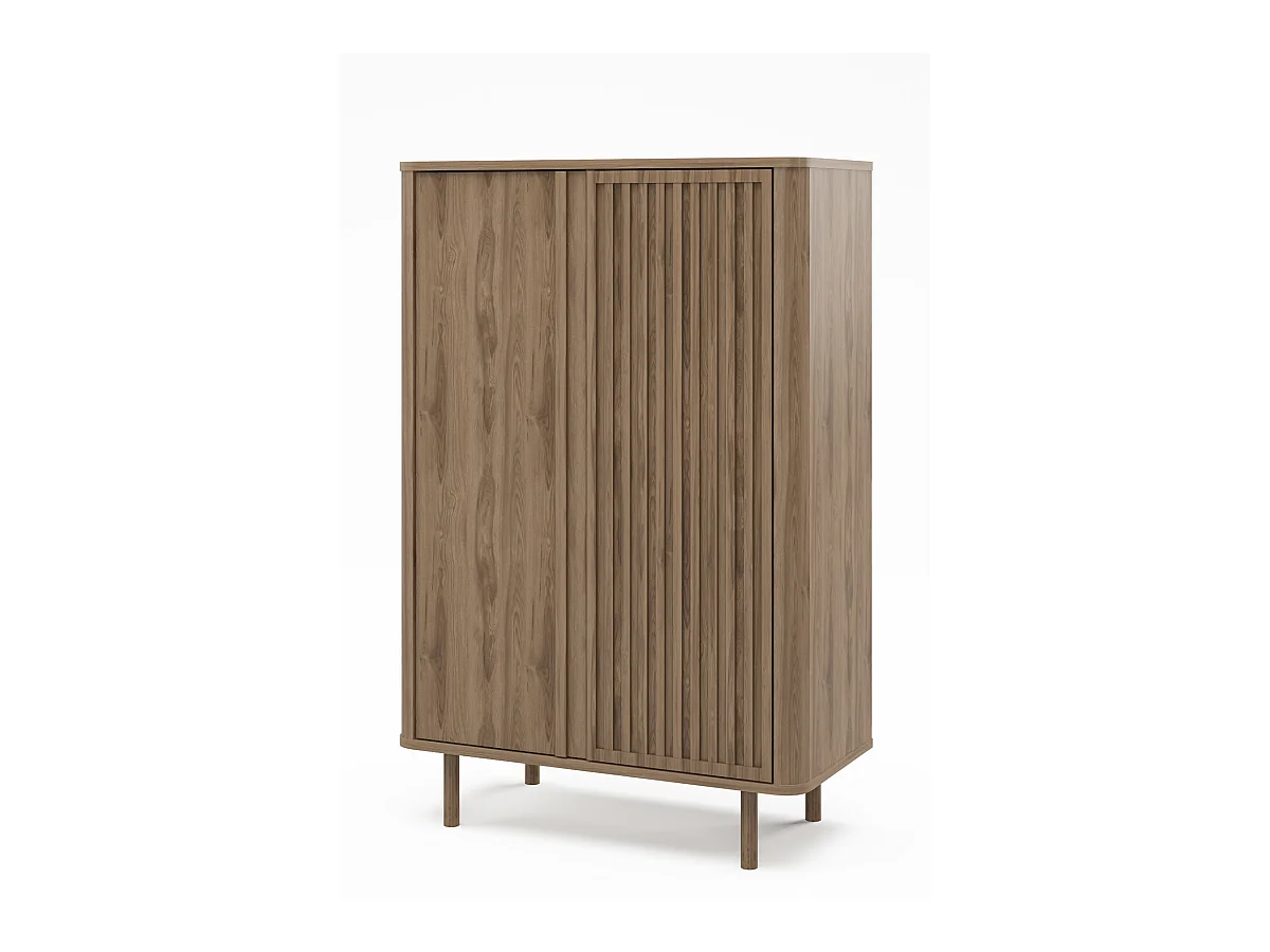Buffet, meuble de rangement avec 2 portes aspect bois coloris chêne - Longueur 86 x Profondeur 40 x Hauteur 130,40 cm