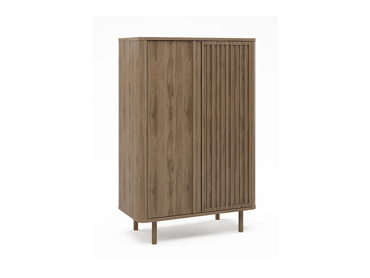 Buffet, meuble de rangement avec 2 portes aspect bois coloris chêne - Longueur 86 x Profondeur 40 x Hauteur 130,40 cm