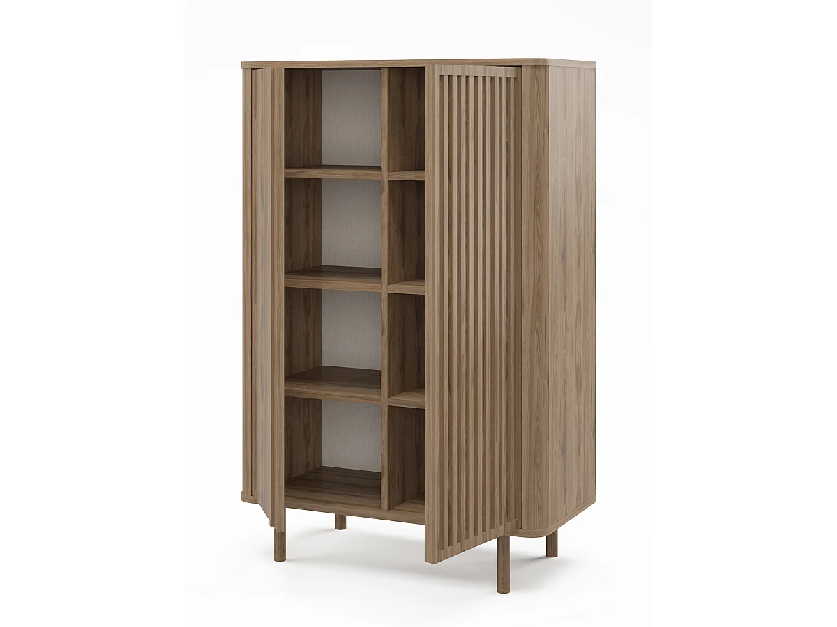 Buffet, meuble de rangement avec 2 portes aspect bois coloris chêne - Longueur 86 x Profondeur 40 x Hauteur 130,40 cm