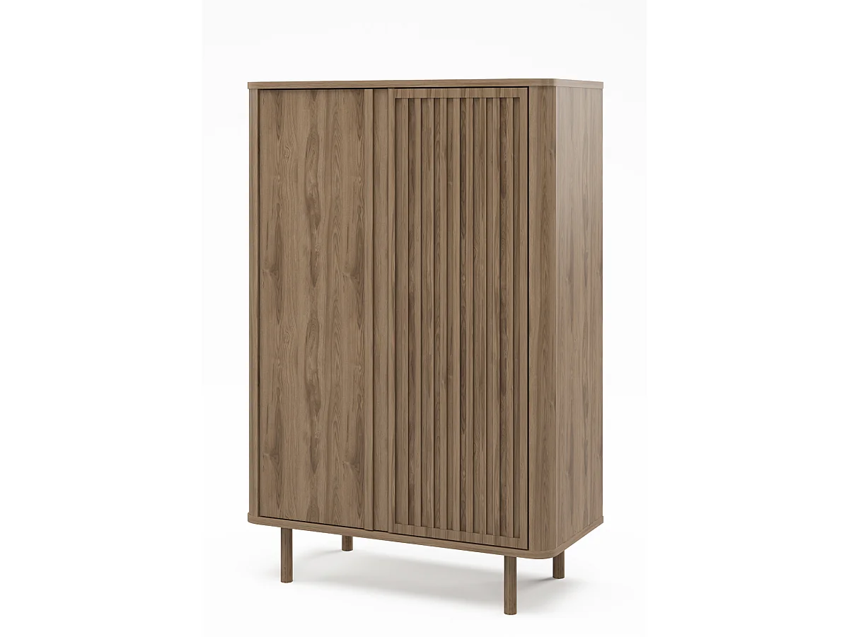 Buffet, meuble de rangement avec 2 portes aspect bois coloris chêne - Longueur 86 x Profondeur 40 x Hauteur 130,40 cm