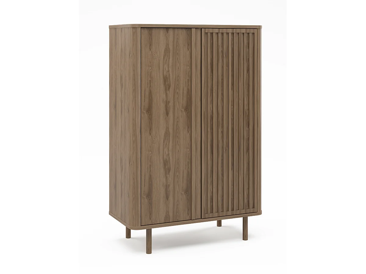Buffet, meuble de rangement avec 2 portes aspect bois coloris chêne - Longueur 86 x Profondeur 40 x Hauteur 130,40 cm