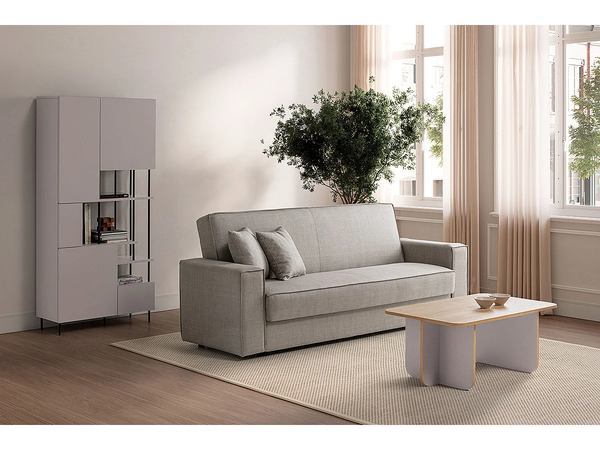 Etagère haute, meuble étagère avec 5 portes aspect bois coloris crème, pieds en métal noir - Longueur 84 x Profondeur 34 x Hauteur 175 cm