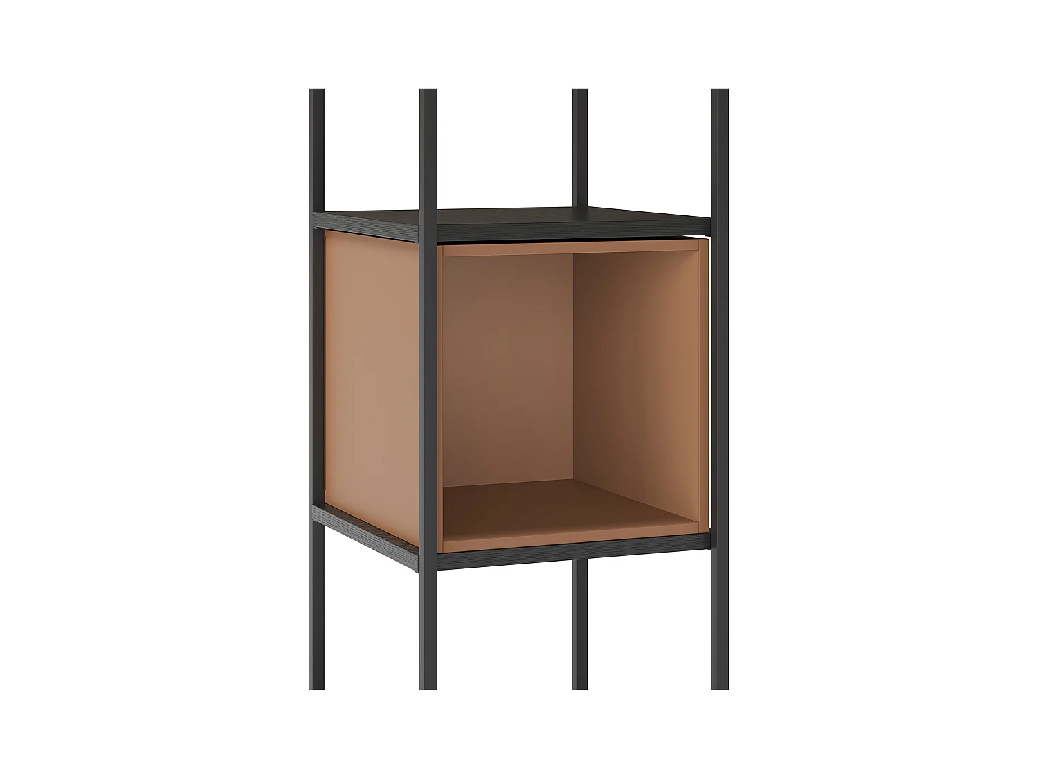 Etagère, meuble étagère aspect bois coloris terracotta et métal noir - Longueur 36 x Profondeur 39 x Hauteur 179 cm