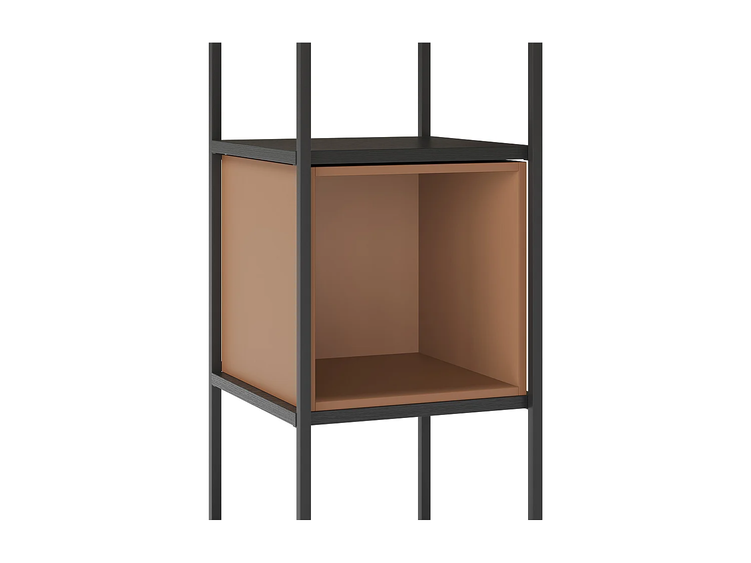 Etagère, meuble étagère aspect bois coloris terracotta et métal noir - Longueur 36 x Profondeur 39 x Hauteur 179 cm