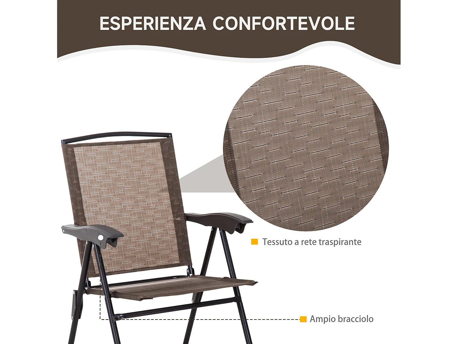 Set mobili da giardino 3 pezzi con tavolino e 2 sedie pieghevoli