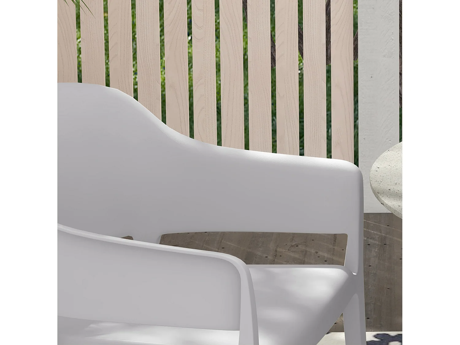 Set 4 sedie da giardino impilabili con braccioli in plastica grigio