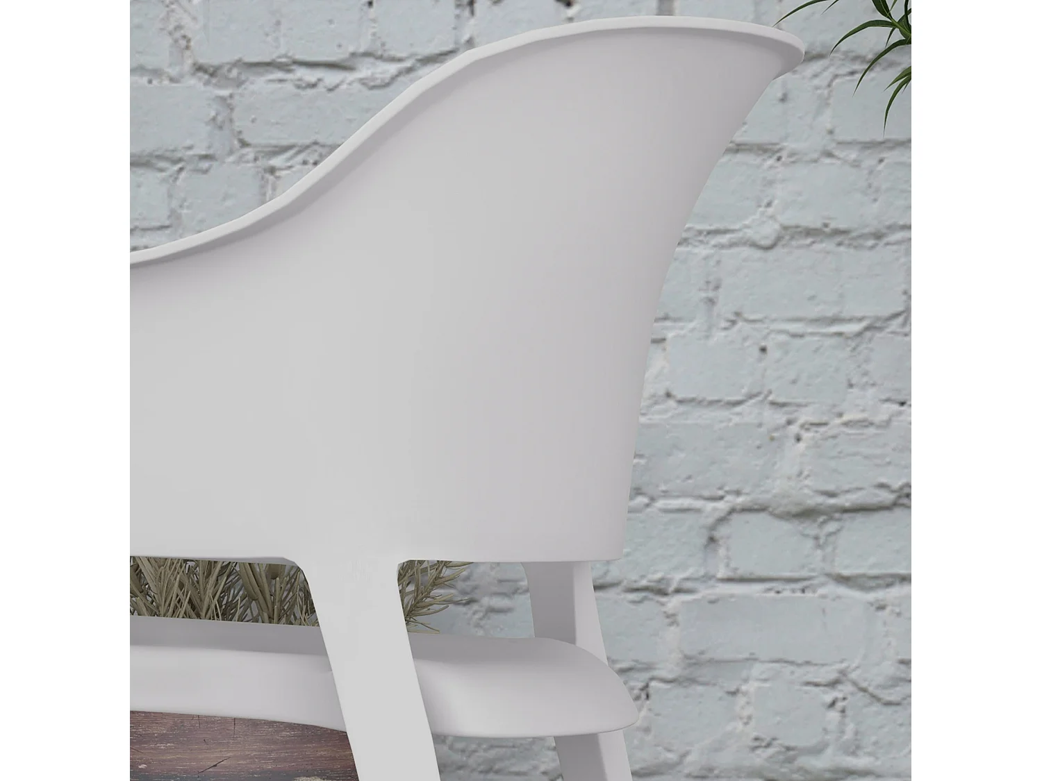 Set 4 sedie da giardino impilabili con braccioli in plastica grigio