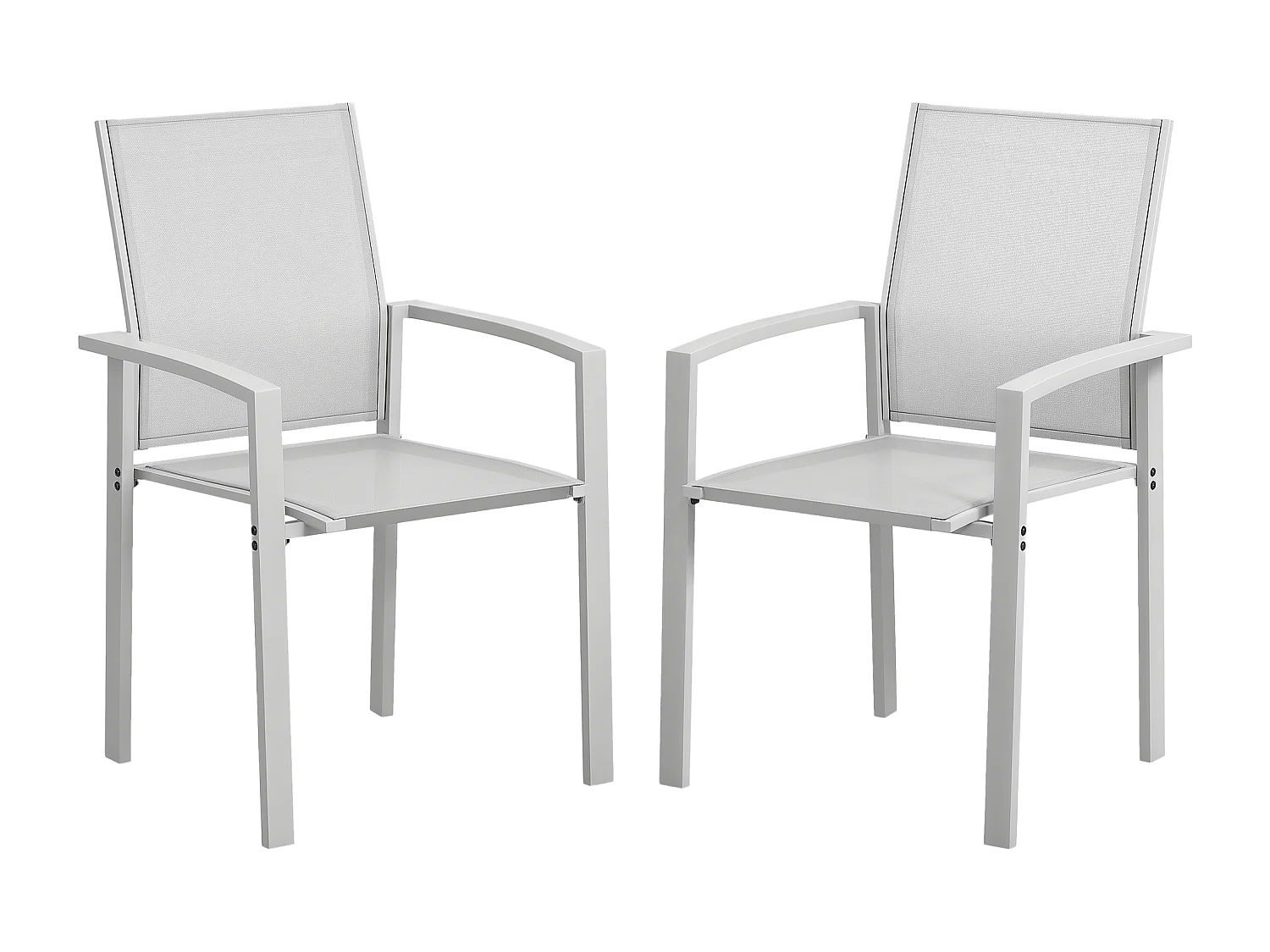 Set 2 sedie da giardino impilabili in acciaio textilene grigio chiaro