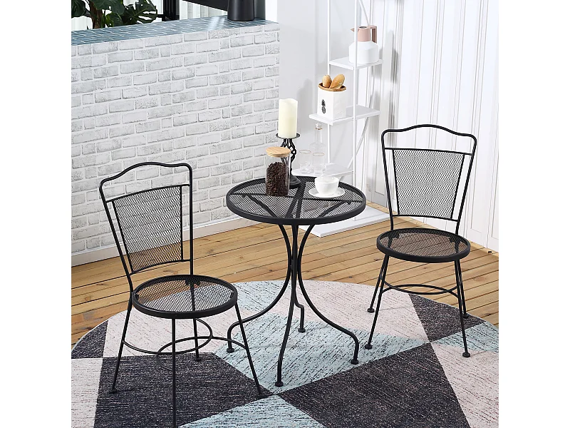 Set da giardino 3 pezzi con tavolino rotondo e 2 sedie