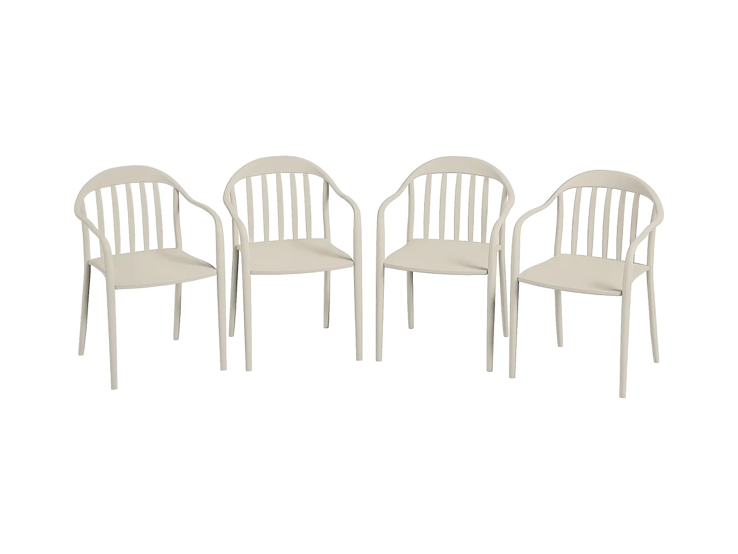 Set 4 sedie da giardino impilabili con braccioli in pp bianco