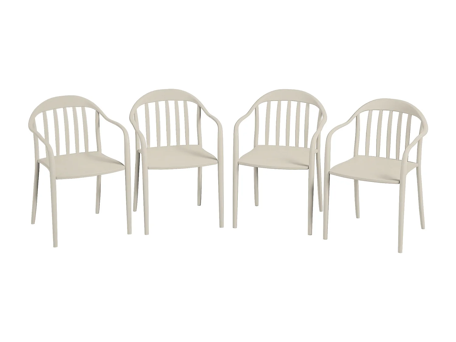 Set 4 sedie da giardino impilabili con braccioli in pp bianco
