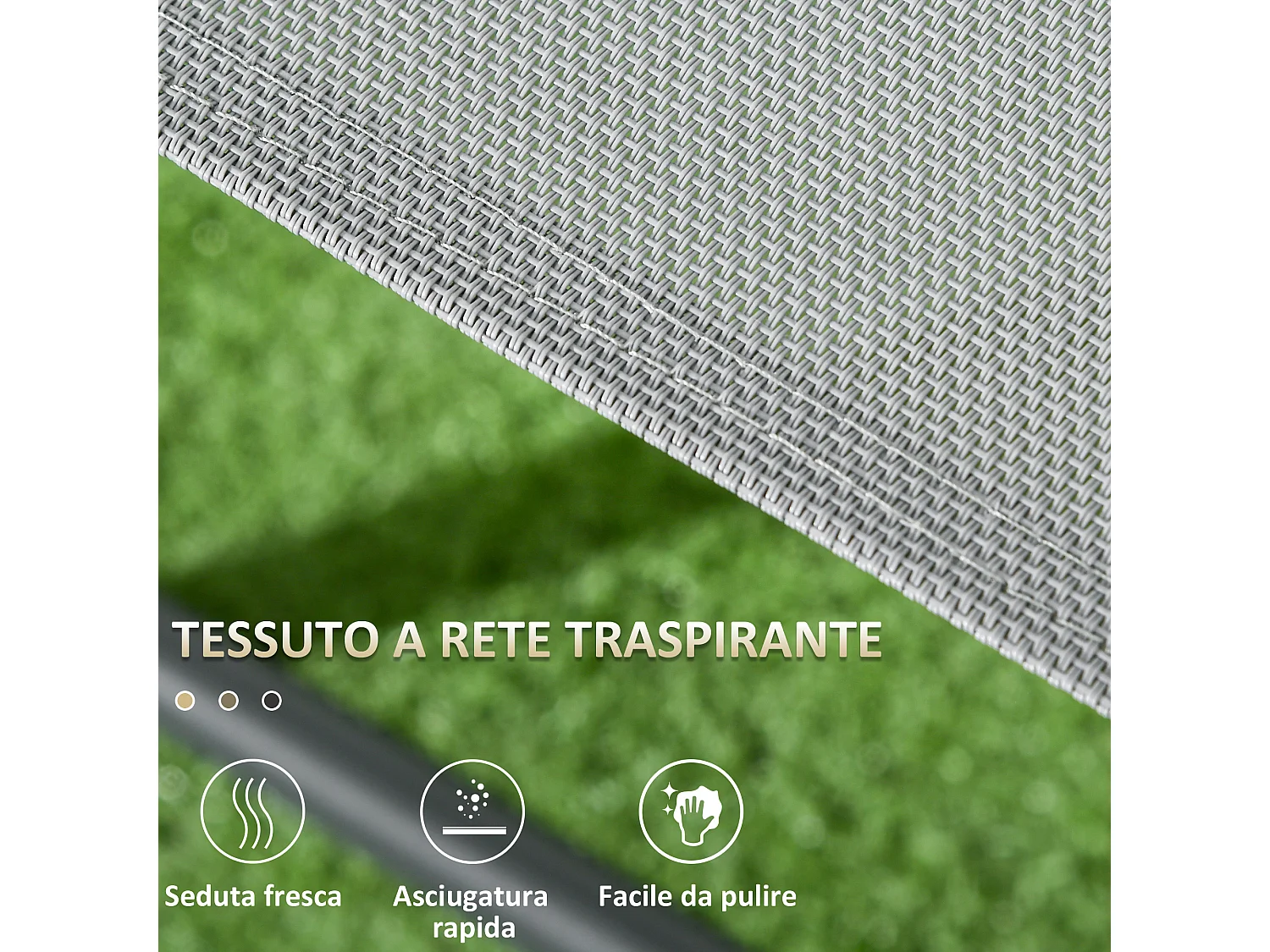 Set da giardino 3 pz con 2 sedie e tavolino da caffè grigio