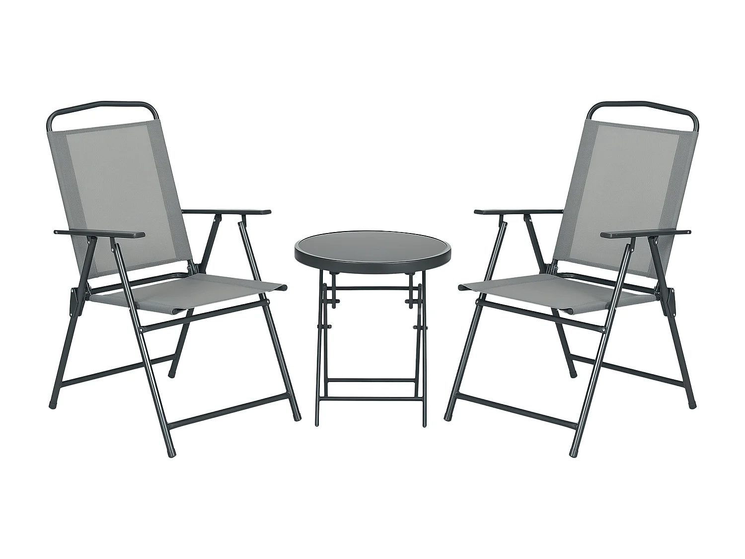 Set da giardino 3 pz con 2 sedie e tavolino da caffè grigio