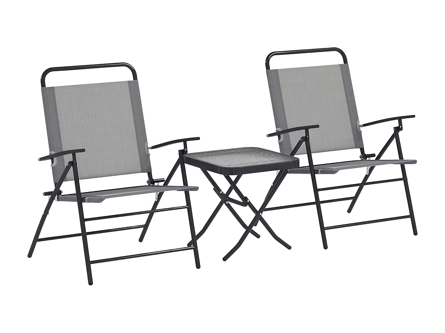 Set da giardino con un tavolino e 2 sedie pieghevoli grigio