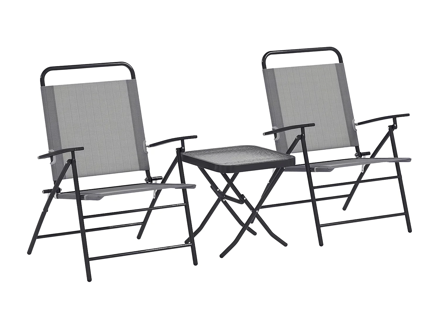 Set da giardino con un tavolino e 2 sedie pieghevoli grigio