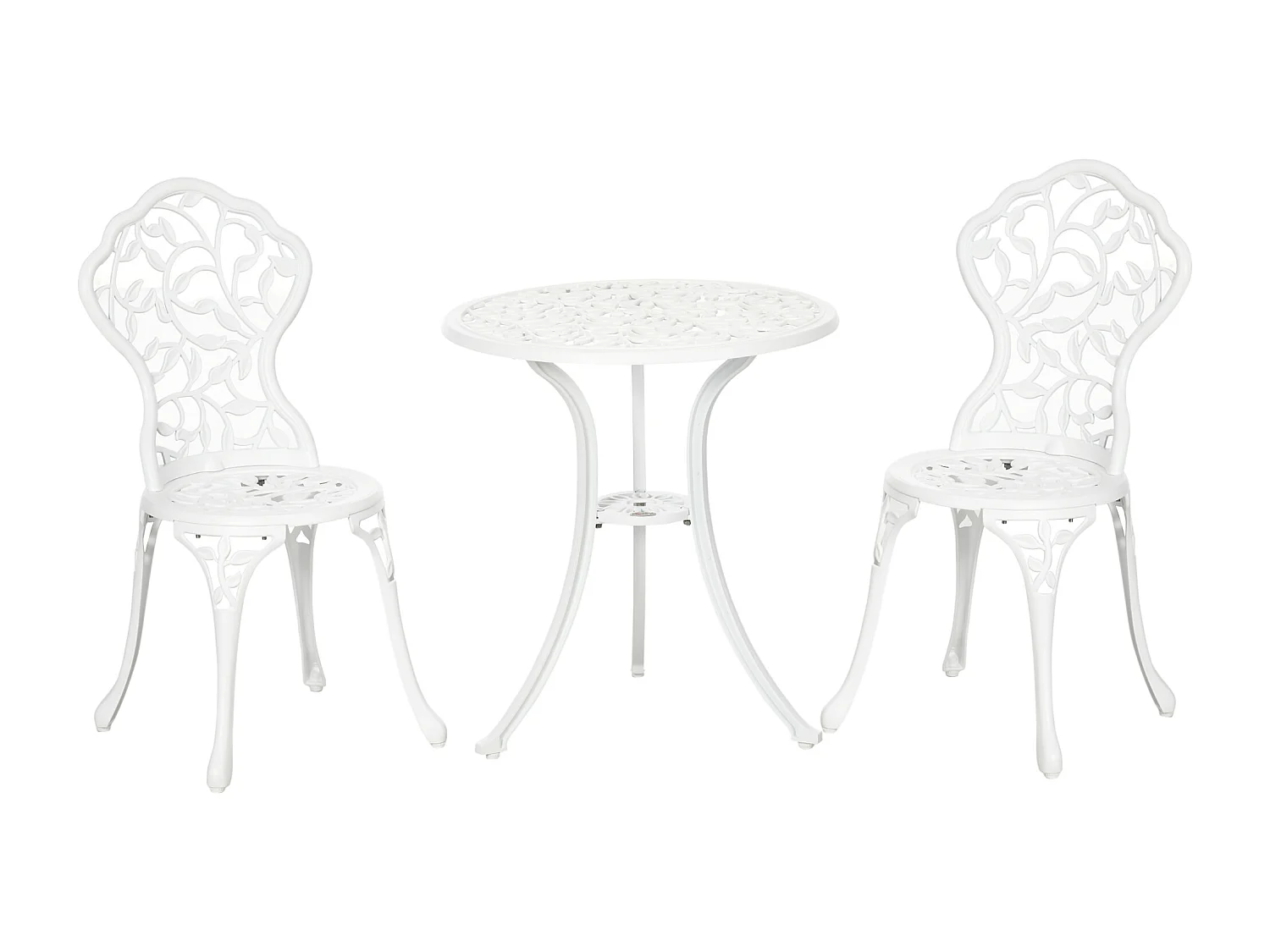 Set tavolino e sedie da giardino 3 pezzi in alluminio bianco