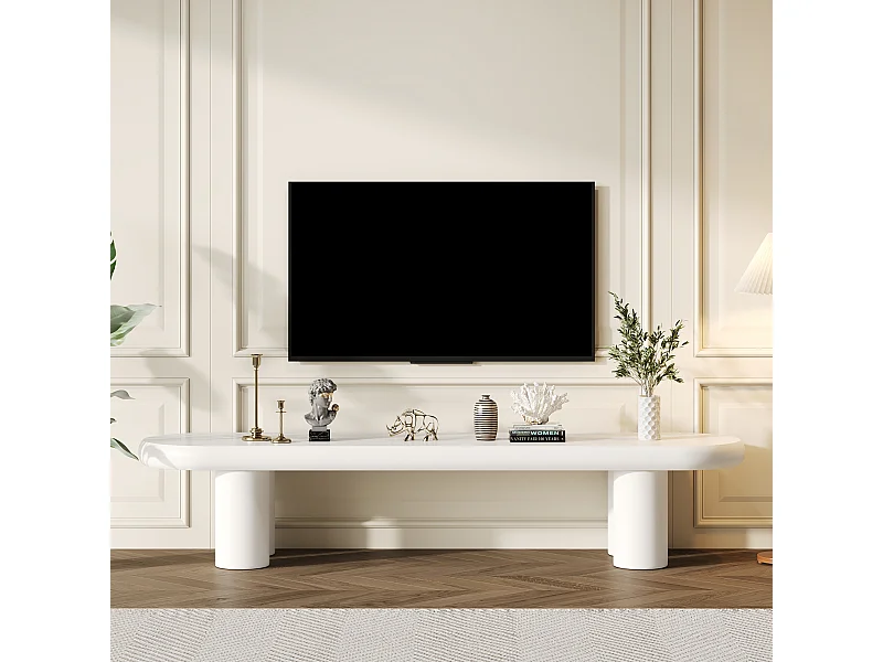 TV-Schrank 160x40x40cm, weiß, minimalistisch, 4 Stützbeine, für bis 65 Zoll