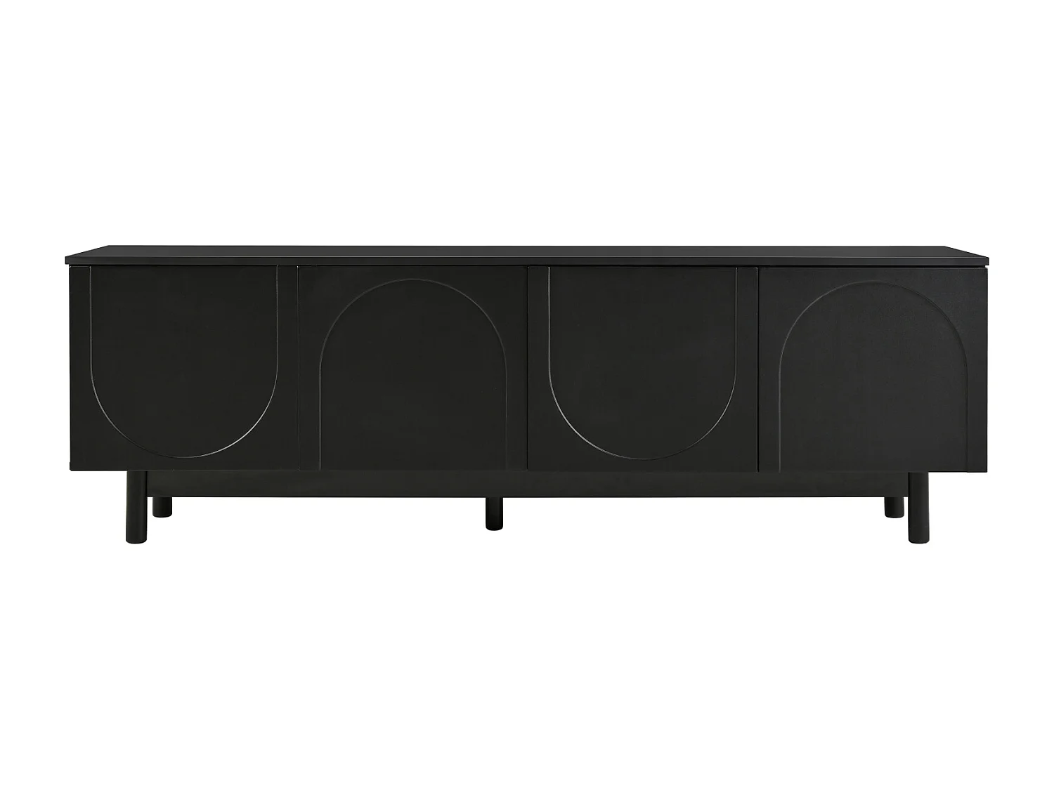 Meuble TV 175x38x56 cm, noir moderne, étagères réglables, design luxueux