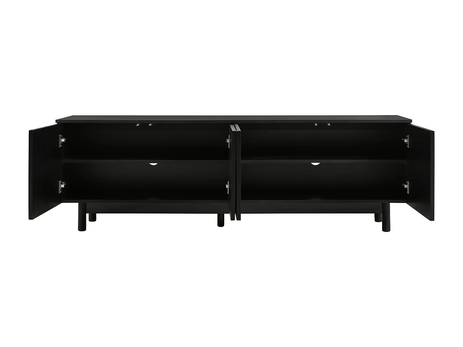 Meuble TV 175x38x56 cm, noir moderne, étagères réglables, design luxueux