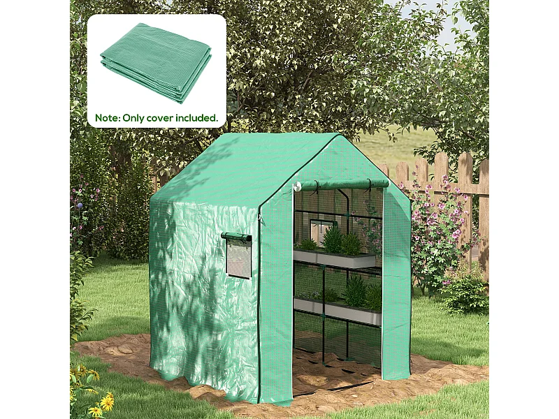 Copertura di ricambio per serra con porta e finestre in pe verde