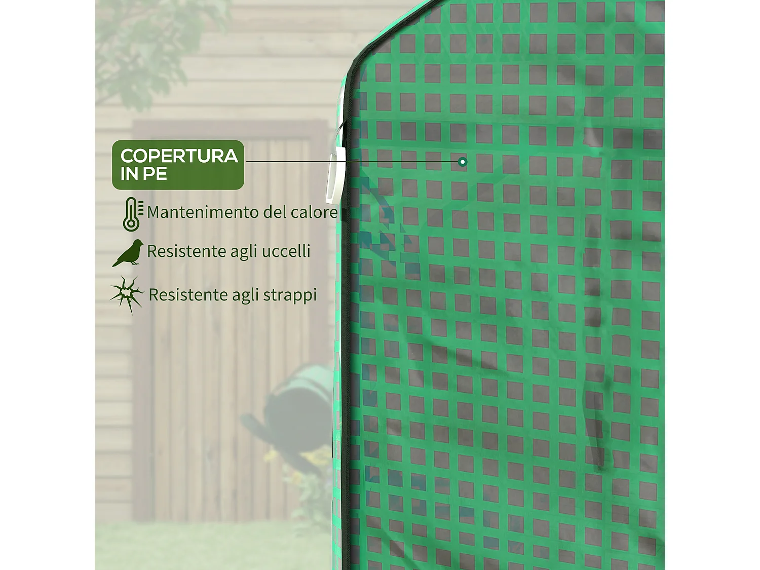 Copertura di ricambio per serra con porta e finestre in pe verde