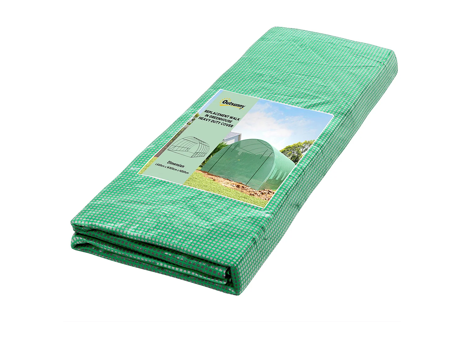 Telo per serra in pe con 12 finestre e bordi interrati verde