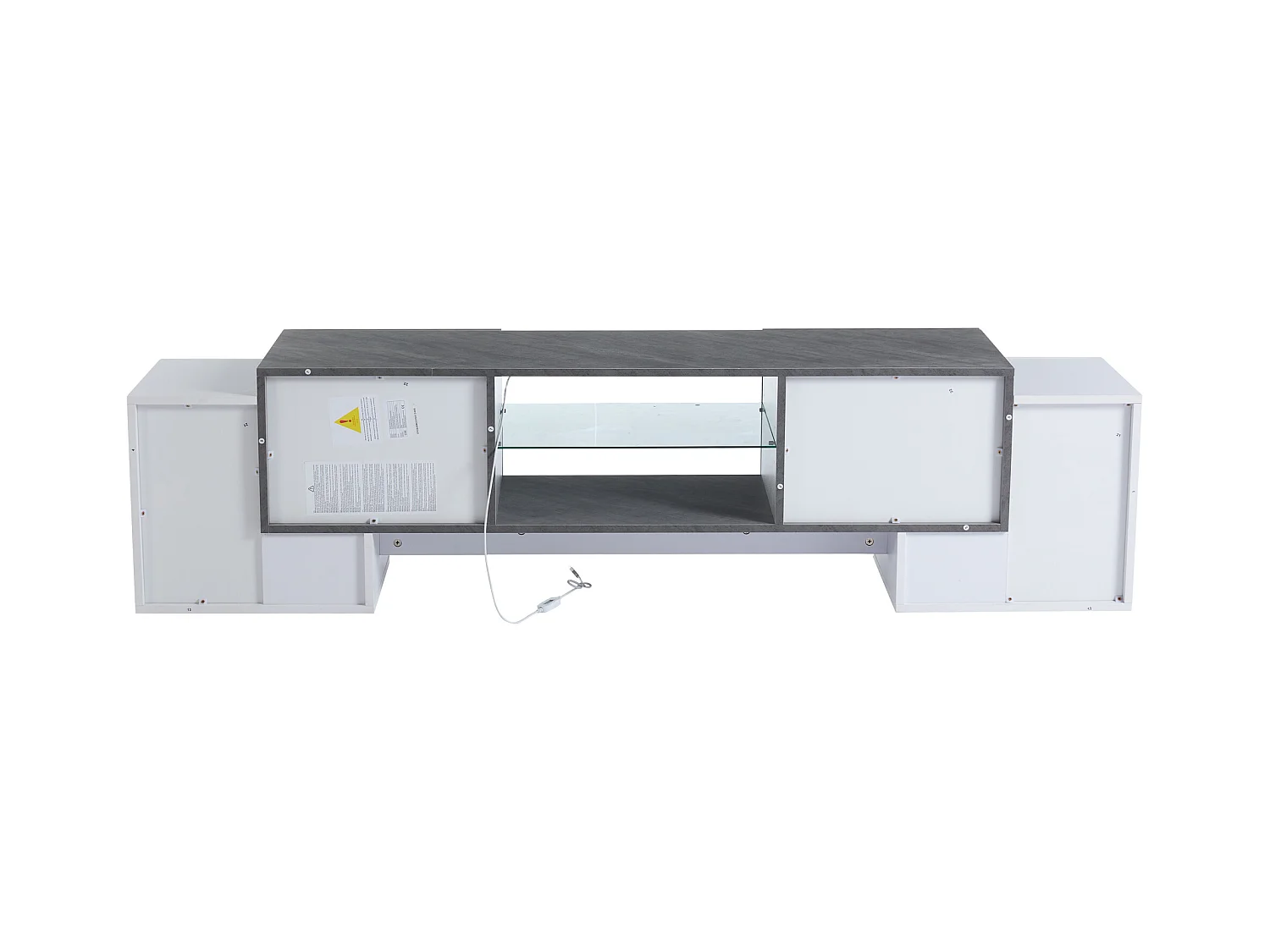 Mobiletto TV 180x40x46,5cm, bianco e grigio, con LED Bluetooth, per televisori fino a 70 pollici