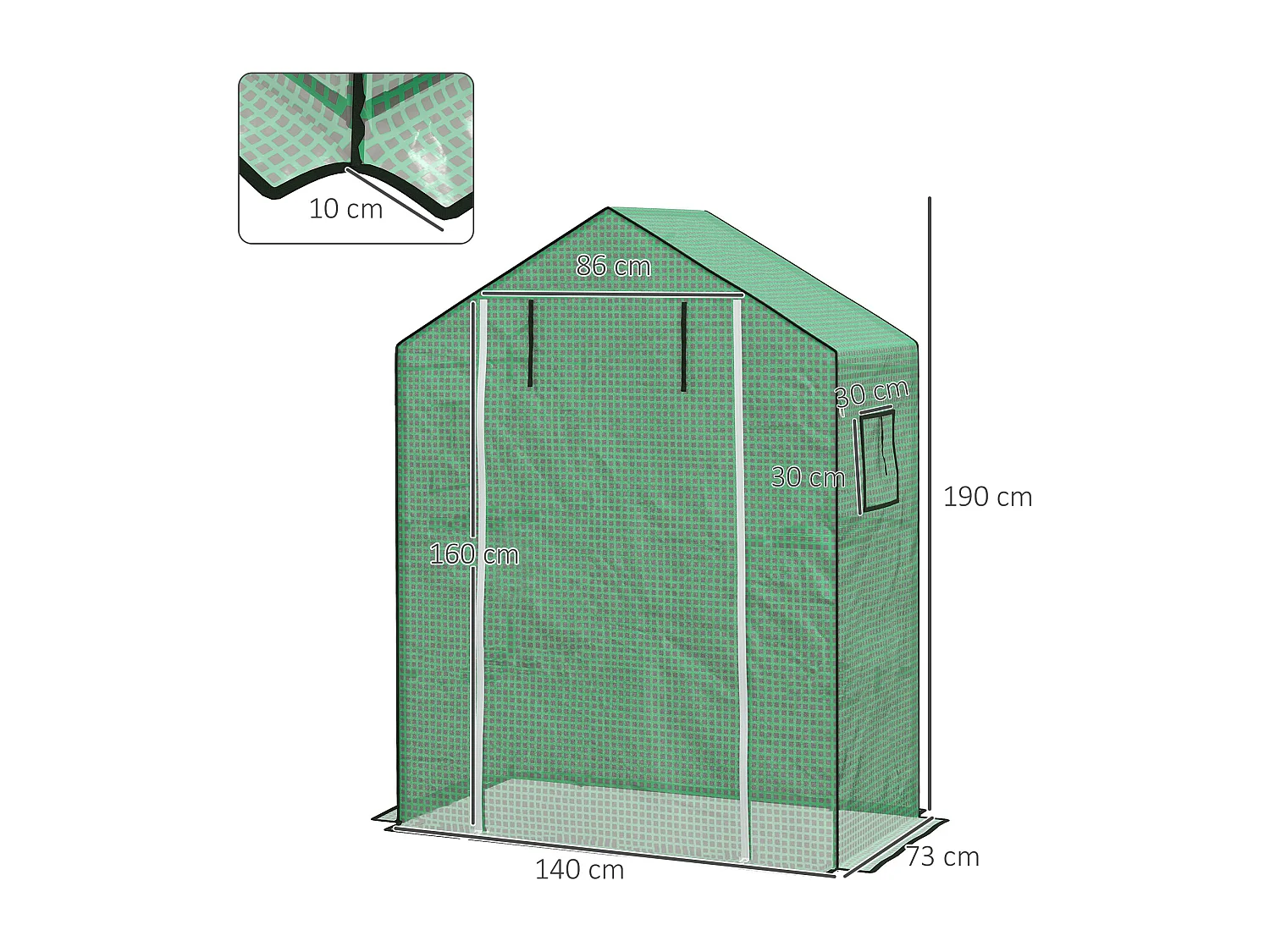 Copertura di ricambio per serra con porta e finestre in pe verde