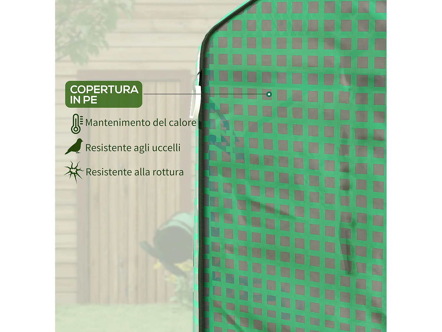 Copertura di ricambio per serra con porta e finestre in pe verde